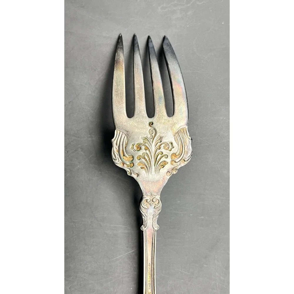 1847 Rogers‎ Bros Silverplate Cold Meat Serving Fork 8.5 Inch Antique Victorian